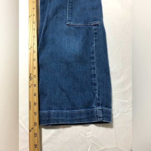 Superdry womens 26 wide leg cargo utility cropped jeans baggy pockets light wash - Picture 9 of 15